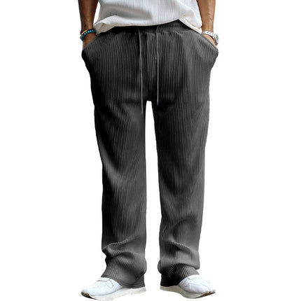 Men's Casual Trousers Loose Straight High Waist Wide Leg Pants