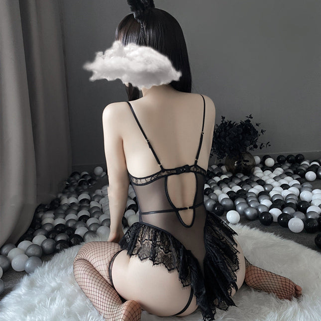 Lace Temptation Jumpsuit Water Soluble Hollow File Uniform