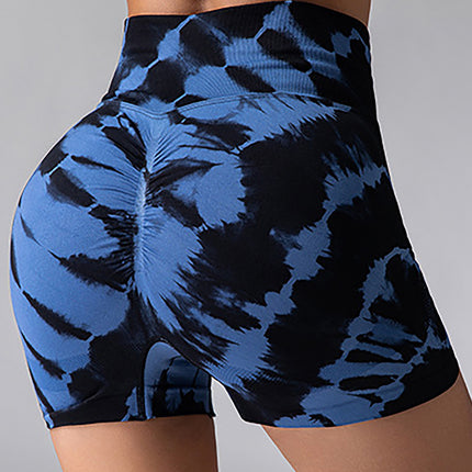Tie Dye V-Back Yoga Biker Shorts, Elevate Your Workout Style Seamless High Waisted Contour Gym Yoga Biker Shorts