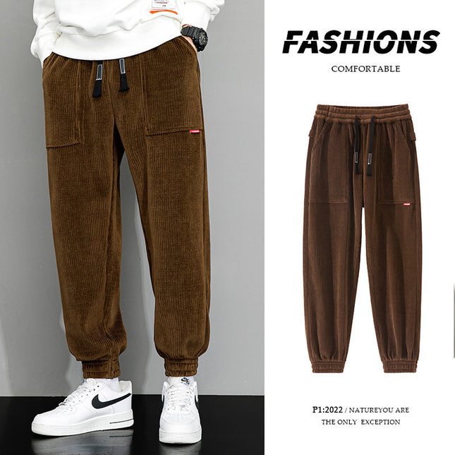 Men's Plus-sized Loose Wide Leg Corduroy Sports Casual Pants
