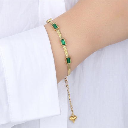 Vroue se Vlekvrye Staal Modieuse Multi-Sirkoon Lemketting Armband