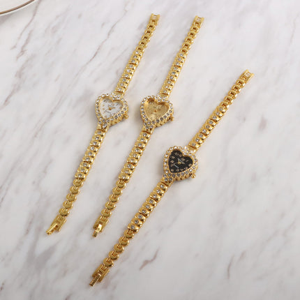 Mode Verpersoonlikte Diamant Dameshorlosie Hartvormige Strass