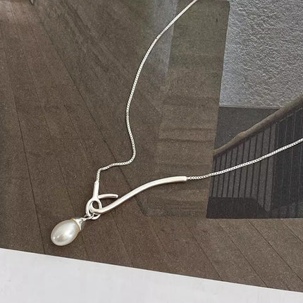 S925 Sterling Silwer Balk-styl Pêrel Halssnoer Vir Vroue