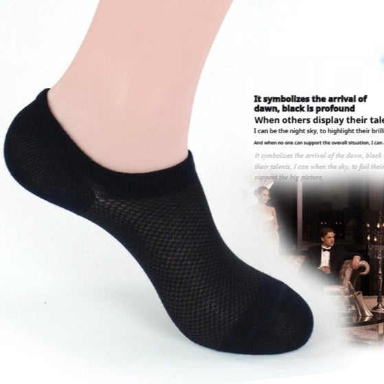 Summer Men's Bamboo Fiber Mesh Invisible Boat Socks