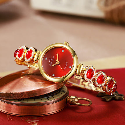 Vroue-armband Ronde Wyse Diamant Gevorderde Kwarts-horlosie