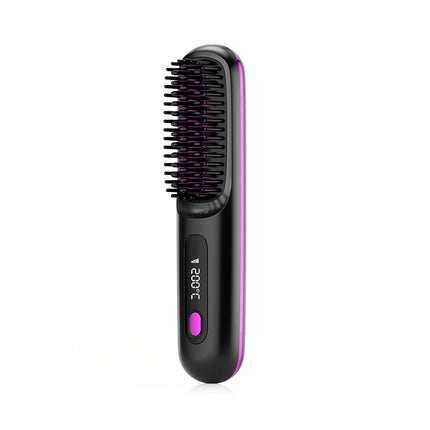 2-in-1 Reguit Haarkam Draadlose Haarglatmaker Borsel Haar Vinnige Verhitting Draagbare Warm Kruller USB-laai