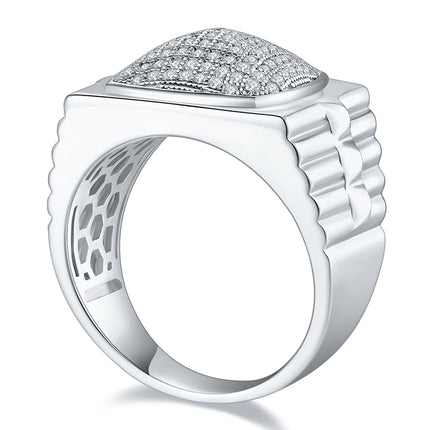 Mans Luukse en Modieuse Ligte Luukse Juweliersware Silwer Ring S925 Versilwerde Platinum Met Topgehalte Moissaniet
