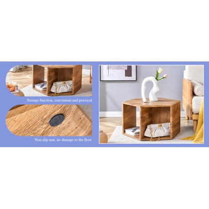 Hexagonal MDF Coffee Table, Characteristic Pattern Stickers, Multi-hole Design To Give More Storage Space, Simple And Convenient Design Makes It Suitable For All Kinds Of Style Scenes