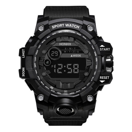 Mans Waterdigte Sport Multifunksionele Liggewende Elektroniese Horlosie