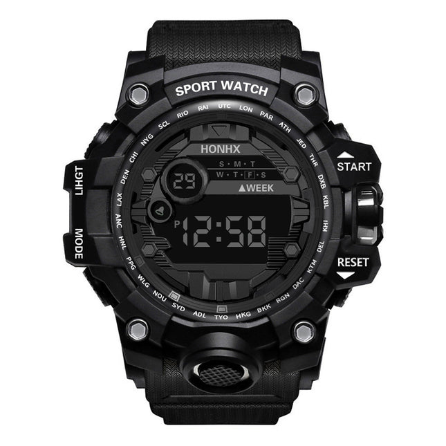 Mans Waterdigte Sport Multifunksionele Liggewende Elektroniese Horlosie