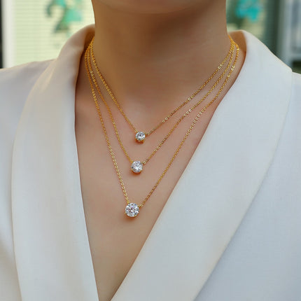 3-carat High-quality Morganite Gemstone-laden Luxurious And Fashionable Minimalist Trend Jewelry Silver Pendant Necklace With Collar Chain, S925 Silver Electroplated With Gold