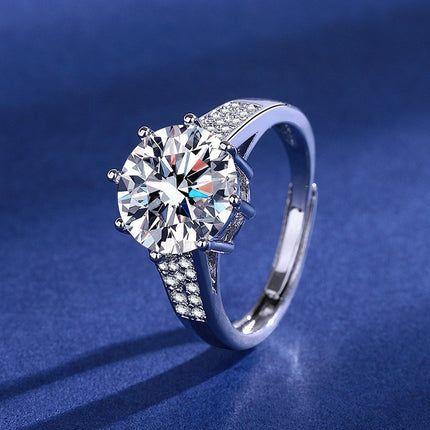 Elegante 1ct Gesimuleerde Moissanite Ses-Punt Ring Luukse Troujuweliersware Vir Vroue