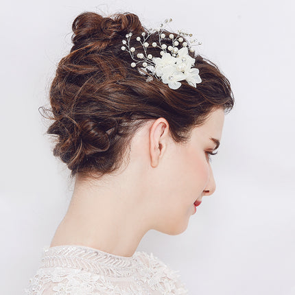 Bruids Trou Diadeem Pêrel Strass Haarborsel