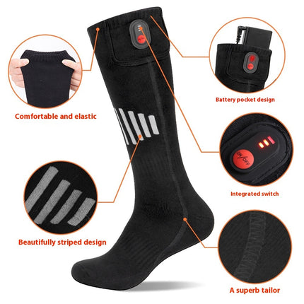 Electric Heating Pure Cotton Socks Skiing Casual Men And Women Warm-keeping Socks