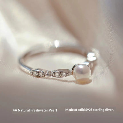 S925 Sterling Silwer Veelsydige En Elegante Ring Met Klein Krale En Verstelbare Opening