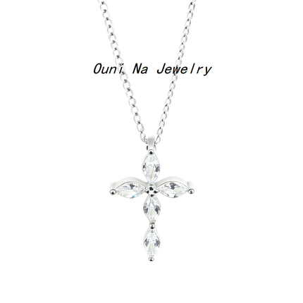 S925 Sterling Silwer 14K Vergulde Kruisketting Met Diamante