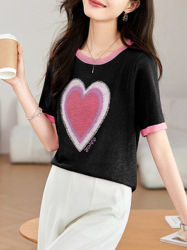 Fashion Love T-shirt Under Shirt Lightweight Breathable Short Top