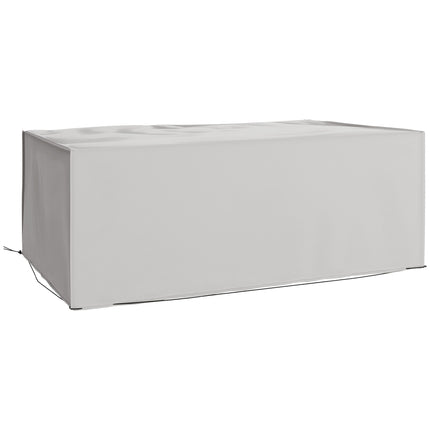 Buitetuinmeubelhoes Waterdig, Anti-UV 600D Swaardiens Oxford-stof Patio Meubelhoes Vir Reghoekige Sofatafelstel, Grys, 210 X 140 X 80 Cm
