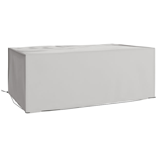 Buitetuinmeubelhoes Waterdig, Anti-UV 600D Swaardiens Oxford-stof Patio Meubelhoes Vir Reghoekige Sofatafelstel, Grys, 210 X 140 X 80 Cm