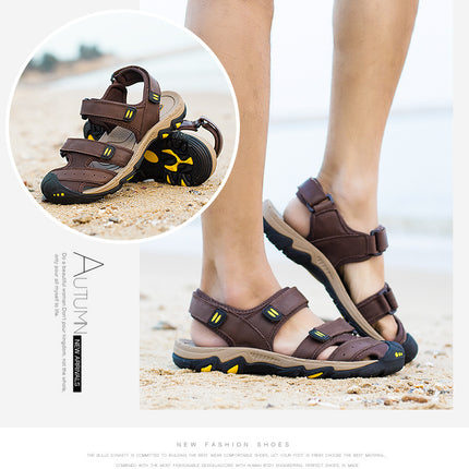 Men's Genuine Leather Beach Shoes Breathable Casual Sandals