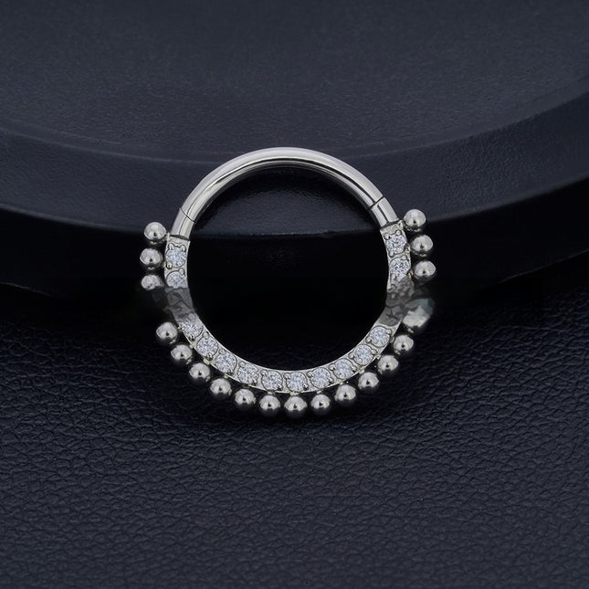 Titanium Alloy Nose Ring Inlaid Half Circle Seamless Piercing Earrings