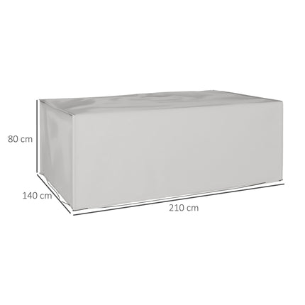 Buitetuinmeubelhoes Waterdig, Anti-UV 600D Swaardiens Oxford-stof Patio Meubelhoes Vir Reghoekige Sofatafelstel, Grys, 210 X 140 X 80 Cm