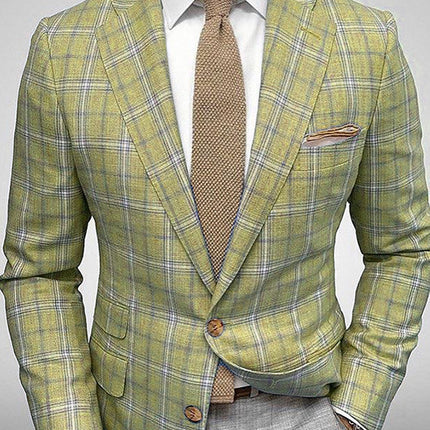 Light Business Men's Suit Printed Checks Coat