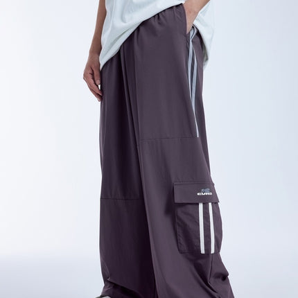 Men's Clothing Cut Side Stripe Wide-leg Pants Trendy Brand New Retro Color Contrast Patchwork Casual Wide-leg Pants