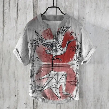 Summer Beach Casual Men's Clothing Short Sleeve V-neck