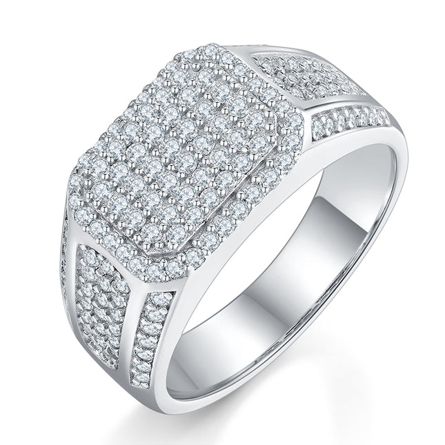 Mans Luukse En Modieuse Ligte Luukse Juweliersware Silwer Ring S925 Versilwerde Platinum Met Topgehalte Moissanite Geset