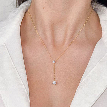 S925 Sterling Silwer Y-vormige Kwassie-Sleutelbeenhalssnoer Juweliersware