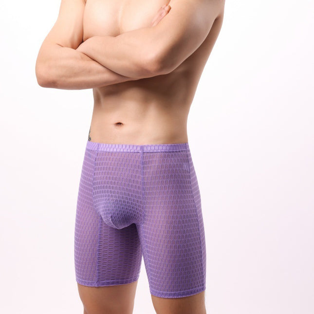 Lace Men's Lengthened Boxers Transparent