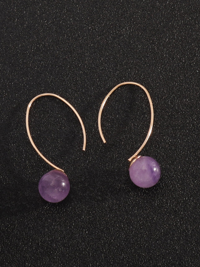 Decoration Design Development Copper Ear Hook Personality Simple Natural Stone Inlaid All-match Earrings