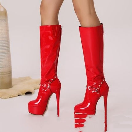 Autumn And Winter New Thick Bottom Chunky Heel High Heel Fashion High Leg Boot Large Size Women's Shoes