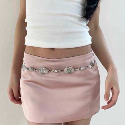 Retro Etniese Patroon Ovale Metaal Middellyfketting