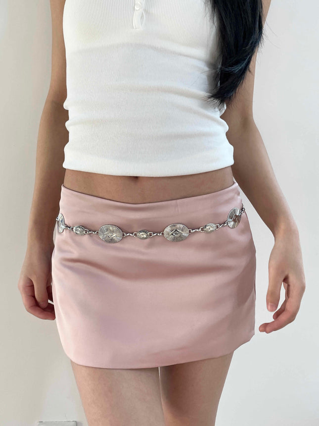 Retro Etniese Patroon Ovale Metaal Middellyfketting