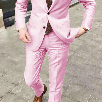 Men's Slim Fit Business Dress Two Button Set