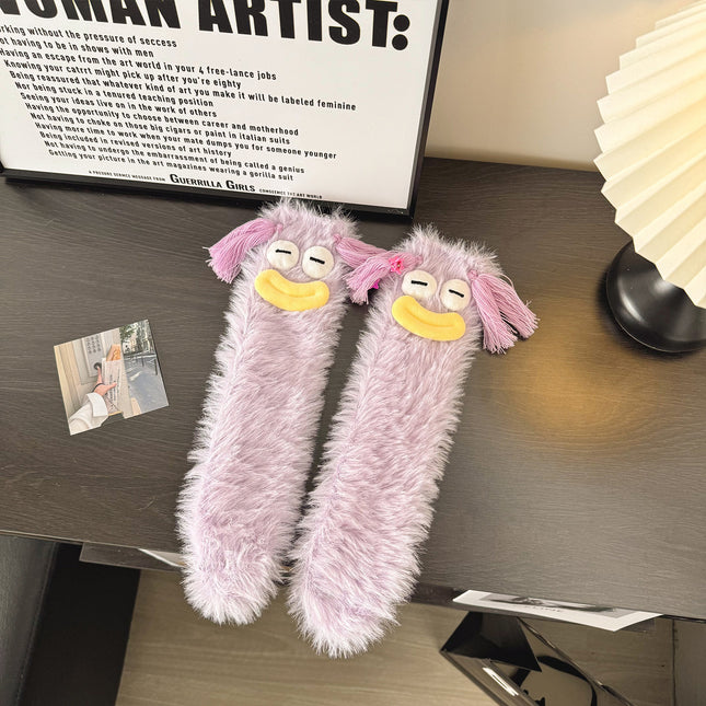 Funny Plush Mid-calf Length Thermal Room Socks