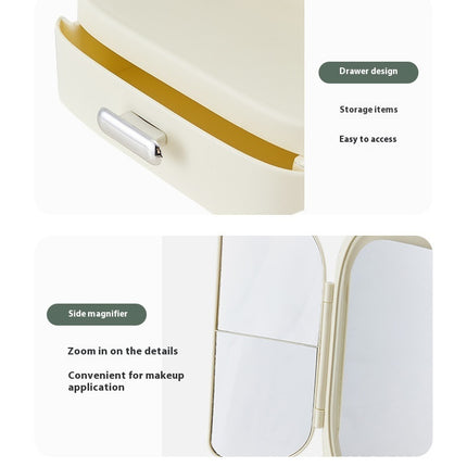 Led Desktop Cosmetic Mirror Household Foldable With Light