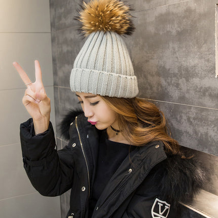 New Autumn And Winter Rolled Knitted Wool Hat With Ear Protection