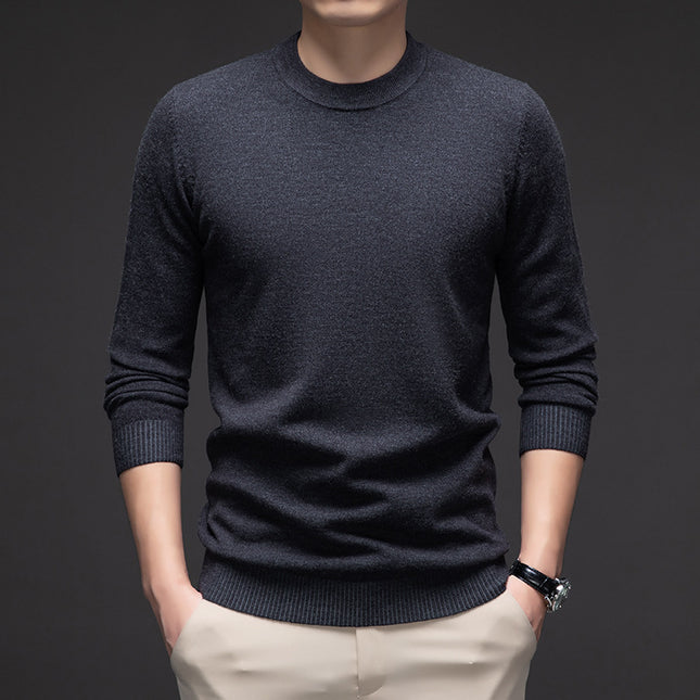 Solid Color Men's Round Neck Long Sleeve Autumn And Winter Leisure Sweater