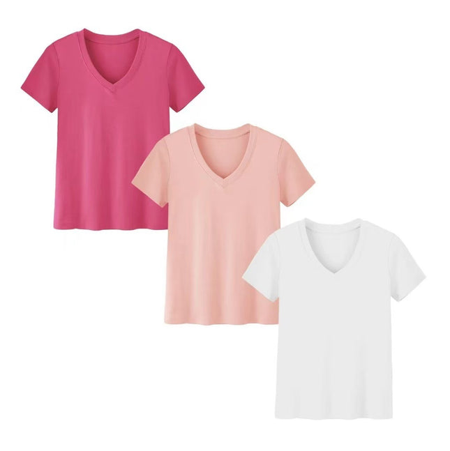 Summer New Solid Color Women's Short Sleeve Loose Split Top