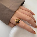 Tigereye Gold Ring / Adjustable Opening