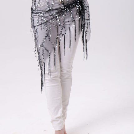 Belly Dance Sequins Tassel Triangle Waist Scarf
