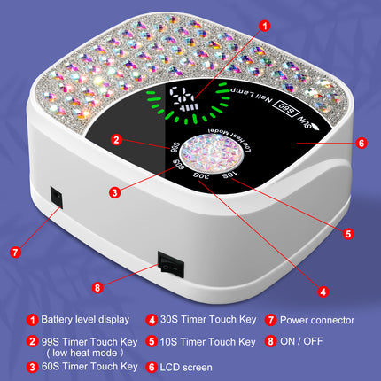 Professionele UV LED Naellamp vir Gelnasels, Koordlose Naellamp Herlaaibare Naeldroër vir Gelpolitoer, UV-uitsaaolig met 4 Tymer en Outomatiese Sensor, UV-liglamp vir Naelkuns in Salon of Tuis