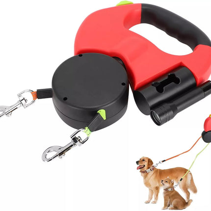 Retractable Lead Leash Double  Dual Doggie 2 Dog 50 Pounds For Pet