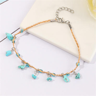 Raffia Klippie Armband, Handgeweefde Armband, Raffia Enkelbandjie