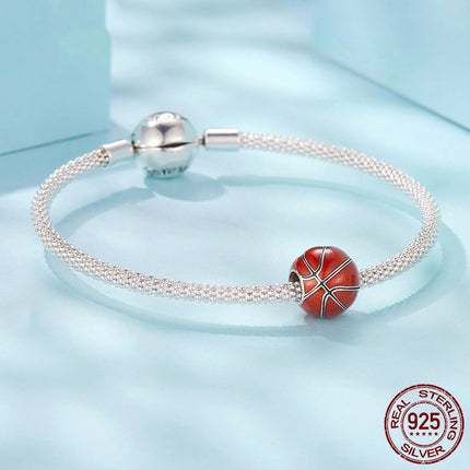 S925 Sterling Silwer Basketbal Gespreide Krale Selfdoen Armbandbykomstighede