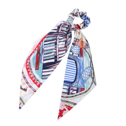 Fashion Long Streamer Printed Fabric Tie Hair Accessory For Ponytail Tie-up Hair Top Cuft