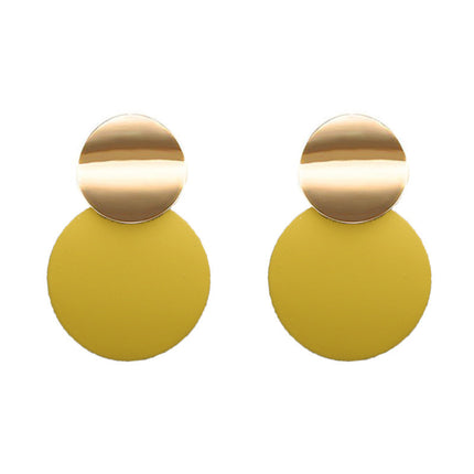 New Fashion High Sense Creative Asymmetric Size Round Metal Earrings